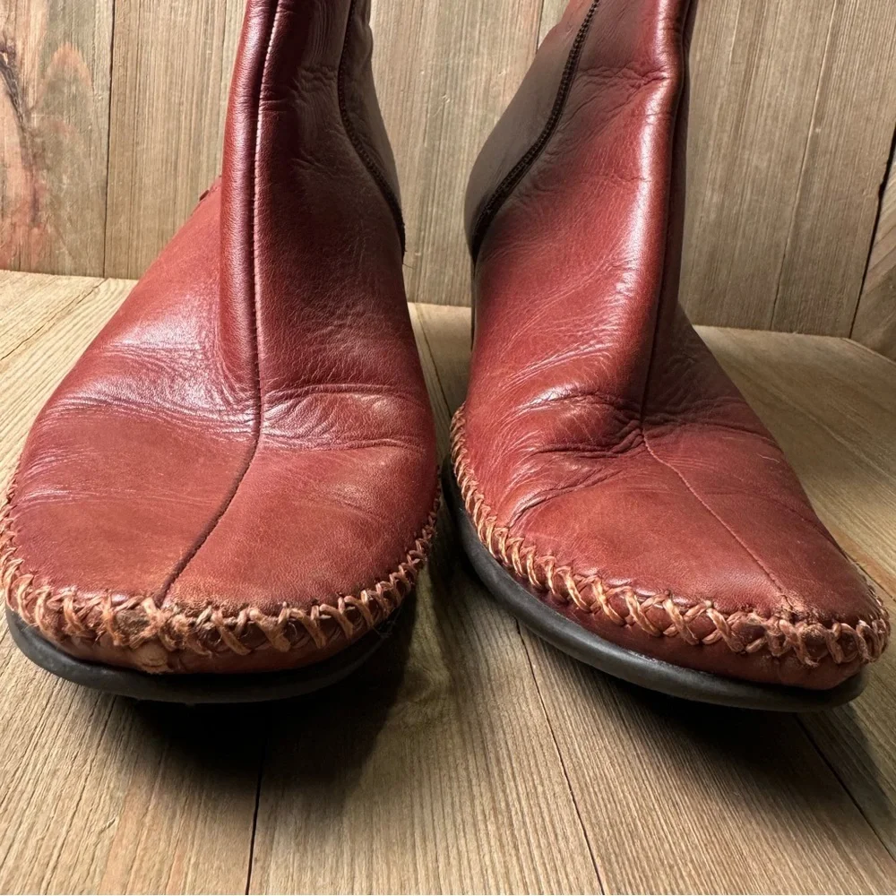 Pikolinos Brown Leather Women’s Ankle Boots w/ Moccasin‎ Stitching size 9.5 (40)